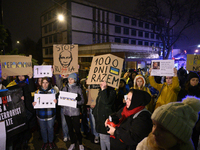 People hold placards and signs that read ''Stop Russia,'' ''Unbeatables,'' and ''A 1000 days together'' as they rally on the 1000th day of R...