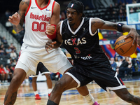 Emanuel Miller #3 of Texas Legends drives to the basket against Memphis Hustle during the NBA G League regular season match at Comerica Cent...