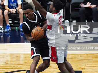 Tyson Walker #14 of the Texas Legends drives to the basket against the Memphis Hustle during the NBA G League regular season match at Comeri...