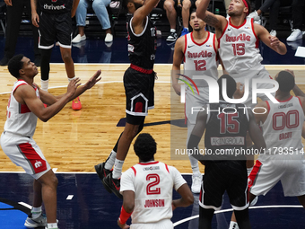 Phil Wheeler, #23 of the Texas Legends, drives to the basket against the Memphis Hustle during the NBA G League regular season match at Come...