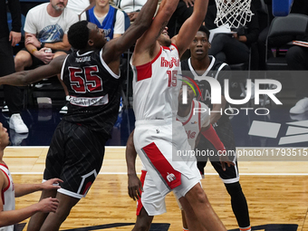 Race Thompson #15 of Memphis Hustle rebounds against Texas Legends during the NBA G League regular season match at Comerica Center in Frisco...