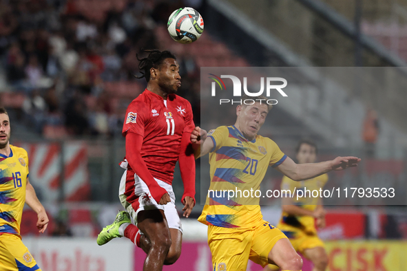 In Ta' Qali, Malta, on November 19, 2024, Paul Mbong of Malta is in action during the UEFA Nations League, League D, Group D2 soccer match b...