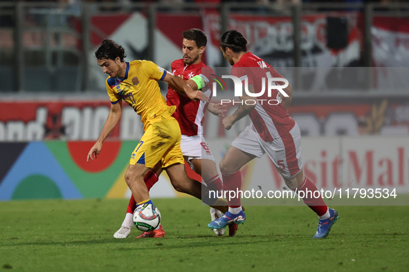 Joan Cervos of Andorra plays during the UEFA Nations League, League D, Group D2 soccer match between Malta and Andorra at the National Stadi...