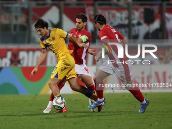 Joan Cervos of Andorra plays during the UEFA Nations League, League D, Group D2 soccer match between Malta and Andorra at the National Stadi...