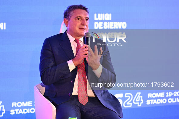 Luigi De Siervo of Lega Serie A attends the Social Football Summit 2024 at the Olympic Stadium in Rome, Italy, on November 19, 2024. 