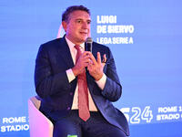 Luigi De Siervo of Lega Serie A attends the Social Football Summit 2024 at the Olympic Stadium in Rome, Italy, on November 19, 2024. (