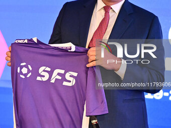 Luigi De Siervo of Lega Serie A attends the Social Football Summit 2024 at the Olympic Stadium in Rome, Italy, on November 19, 2024. (