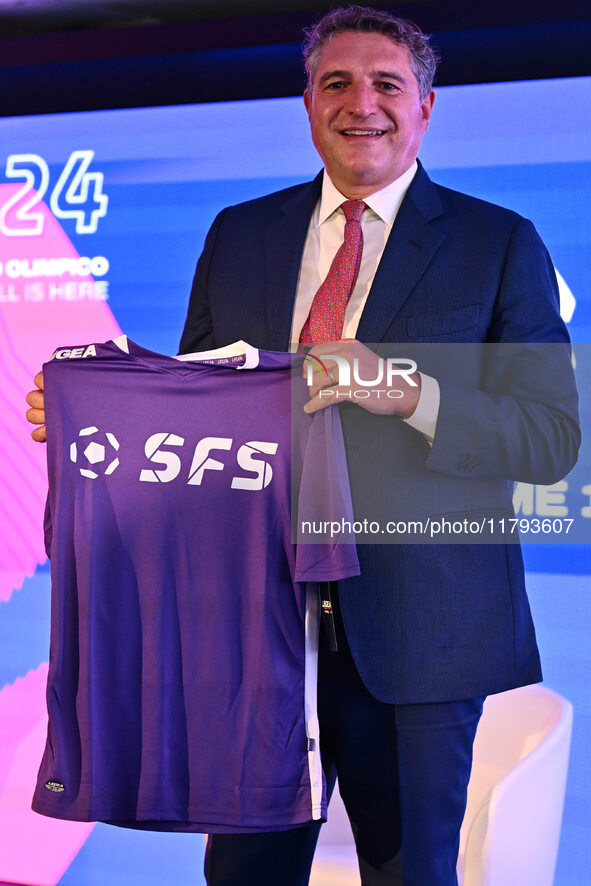 Luigi De Siervo of Lega Serie A attends the Social Football Summit 2024 at the Olympic Stadium in Rome, Italy, on November 19, 2024. 