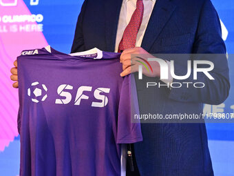 Luigi De Siervo of Lega Serie A attends the Social Football Summit 2024 at the Olympic Stadium in Rome, Italy, on November 19, 2024. (