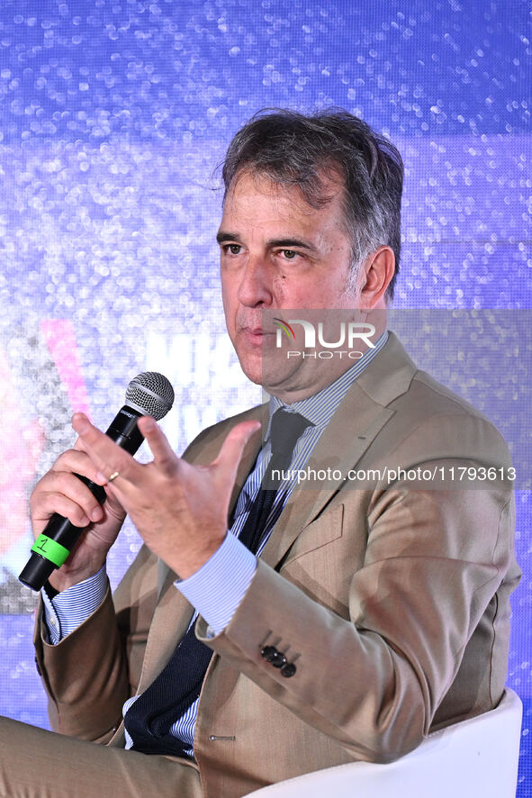 Michele Uva of UEFA attends the Social Football Summit 2024 at the Olympic Stadium in Rome, Italy, on November 19, 2024. 