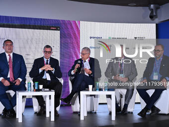 (L+R) Luigi De Siervo from Lega Serie A, Romano Righetti from DAZN, Antonio Amati from ALMAVIVA, Gaetano Cutarelli from GUARDIA DI FINANZA,...