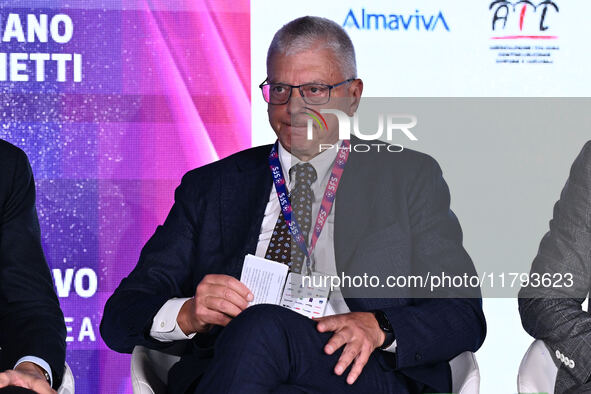 Antonio Amati of ALMAVIVA participates in the Social Football Summit 2024 at the Olympic Stadium in Rome, Italy, on November 19, 2024. 