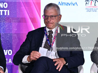 Antonio Amati of ALMAVIVA participates in the Social Football Summit 2024 at the Olympic Stadium in Rome, Italy, on November 19, 2024. (