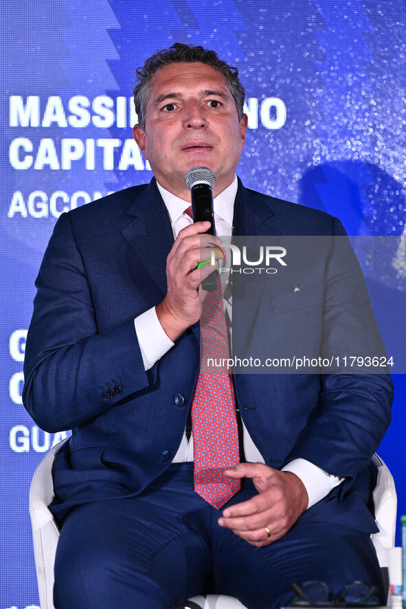 Luigi De Siervo of Lega Serie A attends the Social Football Summit 2024 at the Olympic Stadium in Rome, Italy, on November 19, 2024. 