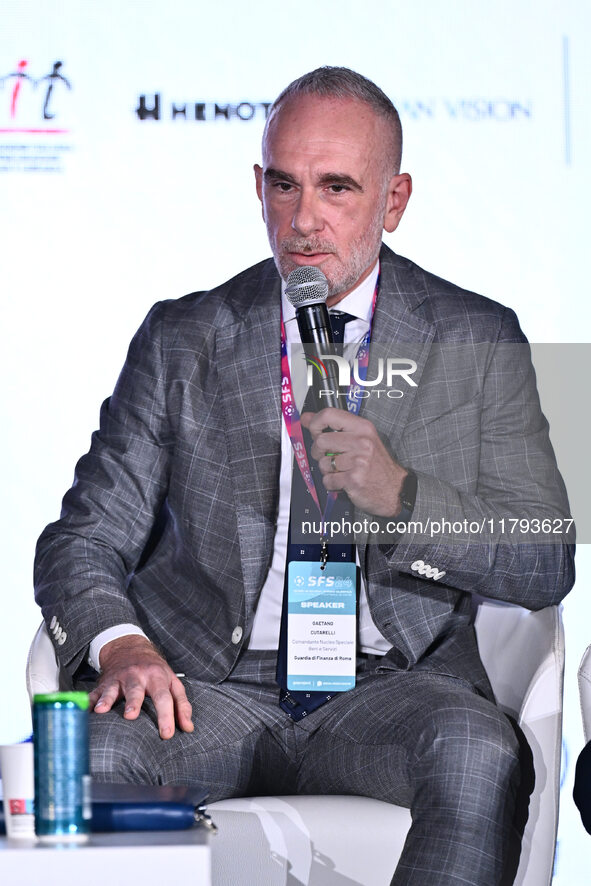 Gaetano Cutarelli of GUARDIA DI FINANZA participates in the Social Football Summit 2024 at the Olympic Stadium in Rome, Italy, on November 1...