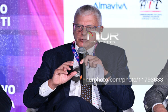 Antonio Amati of ALMAVIVA participates in the Social Football Summit 2024 at the Olympic Stadium in Rome, Italy, on November 19, 2024. 