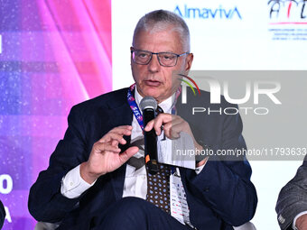 Antonio Amati of ALMAVIVA participates in the Social Football Summit 2024 at the Olympic Stadium in Rome, Italy, on November 19, 2024. (