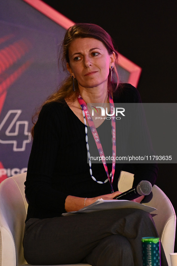 Maddalena Cannarsa participates in POPULUS during the Social Football Summit 2024 at the Olympic Stadium in Rome, Italy, on November 19, 202...