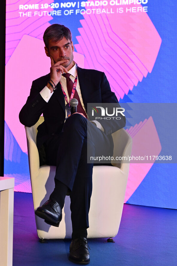 Rolando Favella of Udinese Calcio participates in the Social Football Summit 2024 at the Olympic Stadium in Rome, Italy, on November 19, 202...