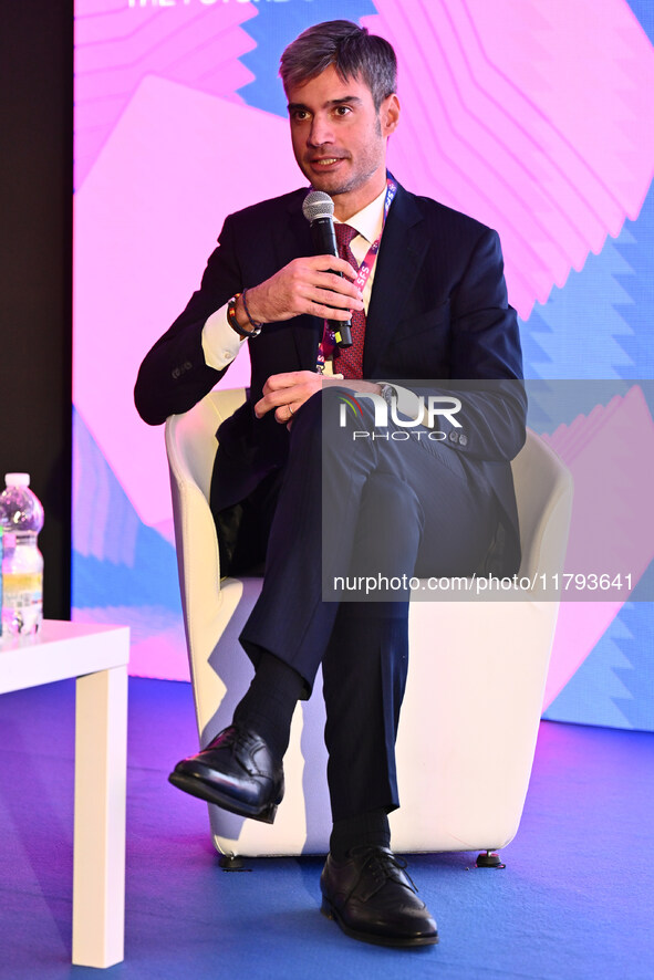 Rolando Favella of Udinese Calcio participates in the Social Football Summit 2024 at the Olympic Stadium in Rome, Italy, on November 19, 202...