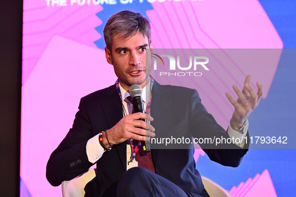 Rolando Favella of Udinese Calcio participates in the Social Football Summit 2024 at the Olympic Stadium in Rome, Italy, on November 19, 202...