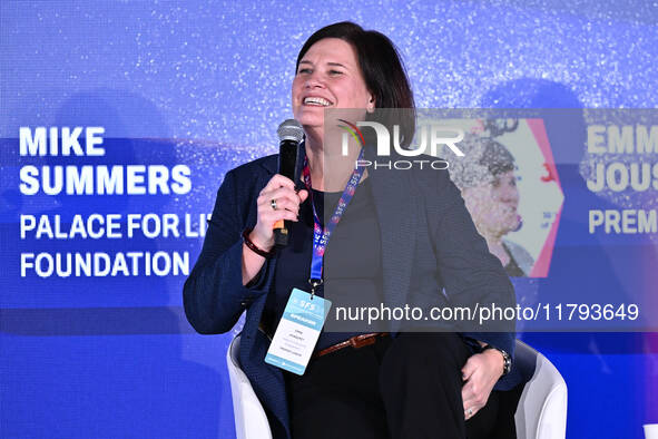 Emma Joussement participates in the Premier League during the Social Football Summit 2024 at the Olympic Stadium in Rome, Italy, on November...