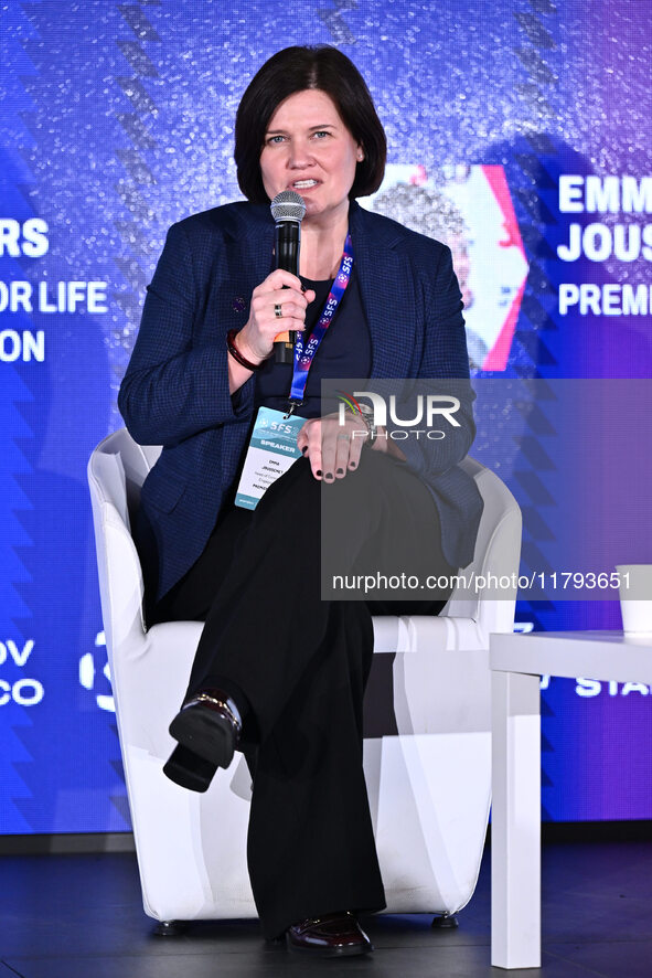 Emma Joussement participates in the Premier League during the Social Football Summit 2024 at the Olympic Stadium in Rome, Italy, on November...