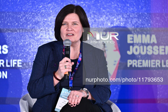 Emma Joussement participates in the Premier League during the Social Football Summit 2024 at the Olympic Stadium in Rome, Italy, on November...