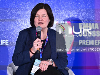 Emma Joussement participates in the Premier League during the Social Football Summit 2024 at the Olympic Stadium in Rome, Italy, on November...