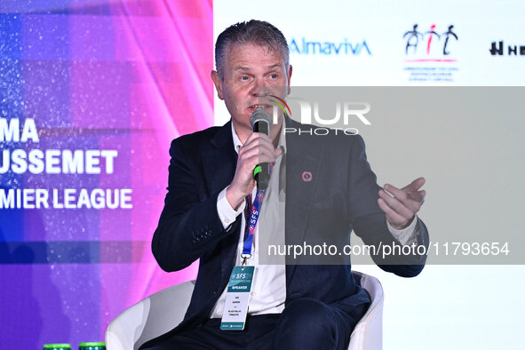 Mike Summers represents the PALACE FOR LIFE FOUNDATION during the Social Football Summit 2024 at the Olympic Stadium in Rome, Italy, on Nove...