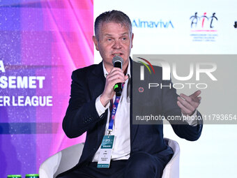 Mike Summers represents the PALACE FOR LIFE FOUNDATION during the Social Football Summit 2024 at the Olympic Stadium in Rome, Italy, on Nove...