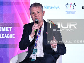 Mike Summers represents the PALACE FOR LIFE FOUNDATION during the Social Football Summit 2024 at the Olympic Stadium in Rome, Italy, on Nove...