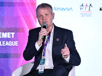 Mike Summers represents the PALACE FOR LIFE FOUNDATION during the Social Football Summit 2024 at the Olympic Stadium in Rome, Italy, on Nove...