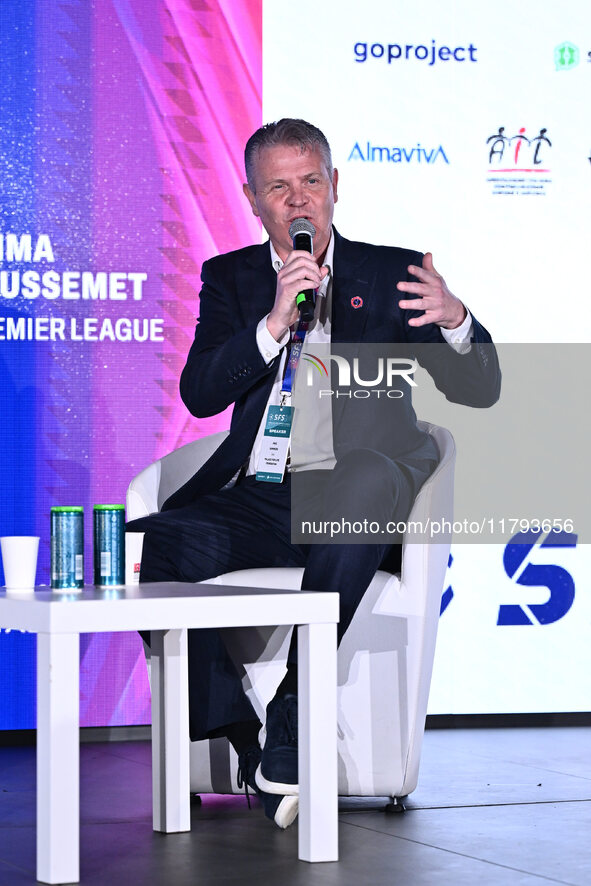 Mike Summers represents the PALACE FOR LIFE FOUNDATION during the Social Football Summit 2024 at the Olympic Stadium in Rome, Italy, on Nove...