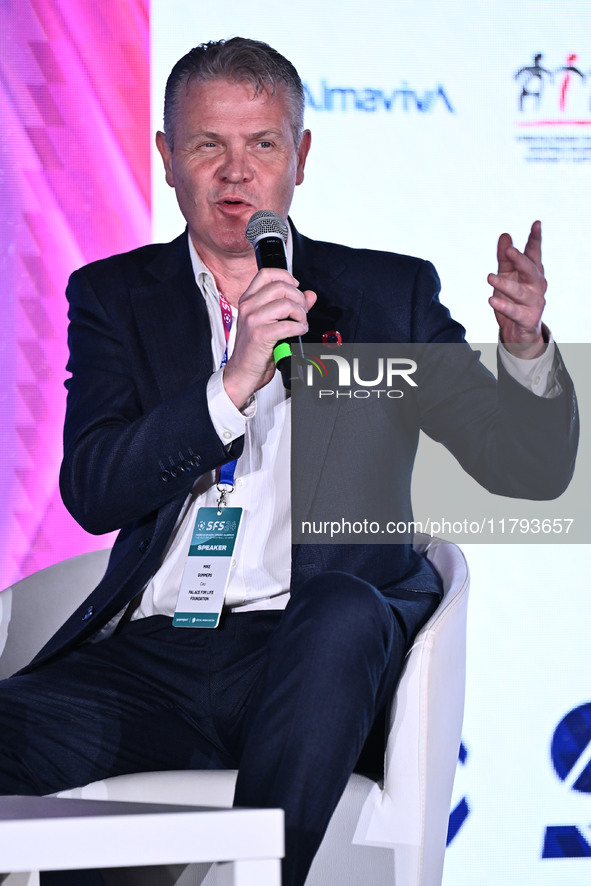 Mike Summers represents the PALACE FOR LIFE FOUNDATION during the Social Football Summit 2024 at the Olympic Stadium in Rome, Italy, on Nove...