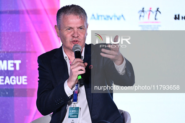 Mike Summers represents the PALACE FOR LIFE FOUNDATION during the Social Football Summit 2024 at the Olympic Stadium in Rome, Italy, on Nove...