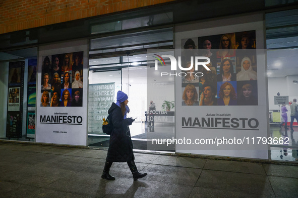 The opening of 'Manifesto' exhibition by Julian Rosefeldt in the Centre Of Contemporary Art in Torun, Poland on November 17, 2024. The exhib...