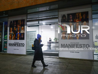 The opening of 'Manifesto' exhibition by Julian Rosefeldt in the Centre Of Contemporary Art in Torun, Poland on November 17, 2024. The exhib...