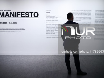 The opening of 'Manifesto' exhibition by Julian Rosefeldt in the Centre Of Contemporary Art in Torun, Poland on November 17, 2024. The exhib...