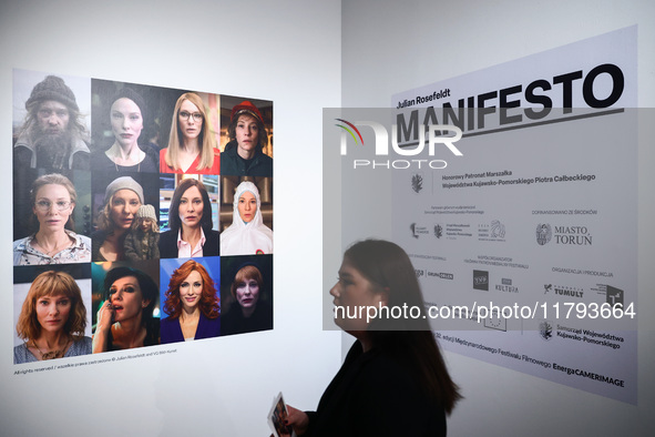 The opening of 'Manifesto' exhibition by Julian Rosefeldt in the Centre Of Contemporary Art in Torun, Poland on November 17, 2024. The exhib...