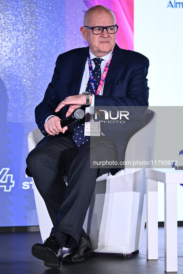 Giovanni Gardini of PALERMO FC participates in the Social Football Summit 2024 at the Olympic Stadium in Rome, Italy, on November 19, 2024. 