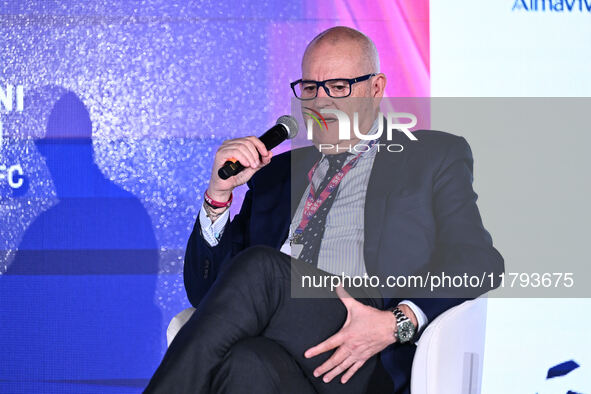 Giovanni Gardini of PALERMO FC participates in the Social Football Summit 2024 at the Olympic Stadium in Rome, Italy, on November 19, 2024. 