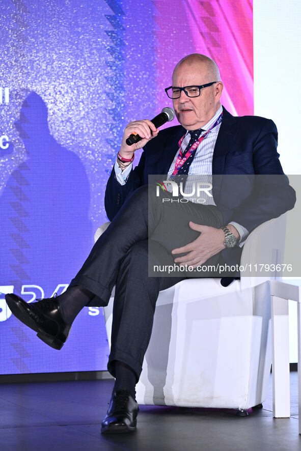 Giovanni Gardini of PALERMO FC participates in the Social Football Summit 2024 at the Olympic Stadium in Rome, Italy, on November 19, 2024. 