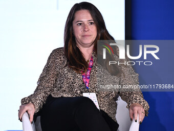 Sara Batters of London City Lioness participates in the Social Football Summit 2024 at the Olympic Stadium in Rome, Italy, on November 19, 2...