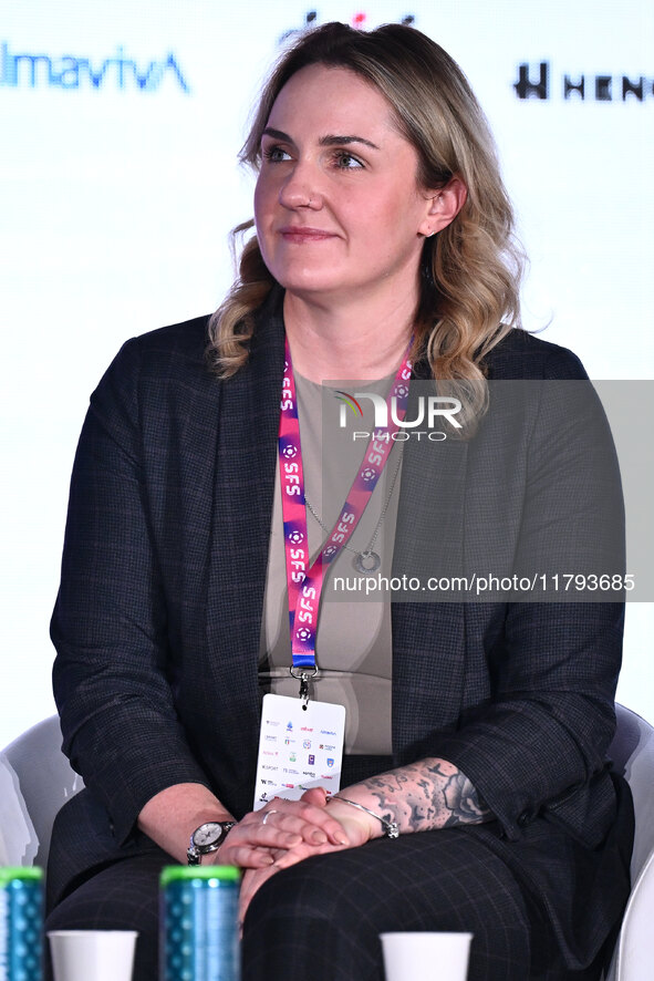 Jenny Morris attends the City Football Leadership Institute during the Social Football Summit 2024 at the Olympic Stadium in Rome, Italy, on...