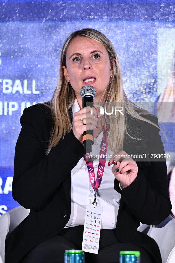 Gaia Pretner ECA attends the Social Football Summit 2024 at the Olympic Stadium in Rome, Italy, on November 19, 2024. 