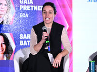 Anna Sagarra of Real Betis Balompie participates in the Social Football Summit 2024 at the Olympic Stadium in Rome, Italy, on November 19, 2...