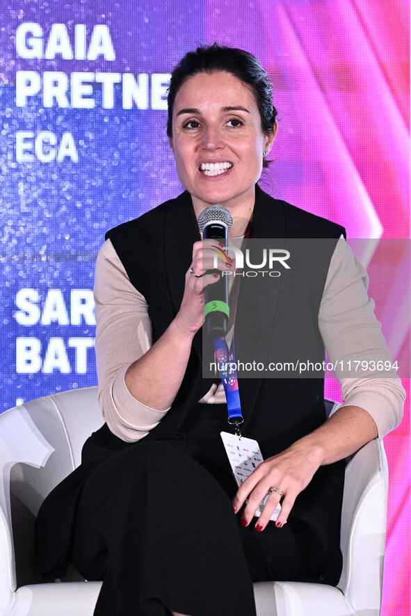 Anna Sagarra of Real Betis Balompie participates in the Social Football Summit 2024 at the Olympic Stadium in Rome, Italy, on November 19, 2...