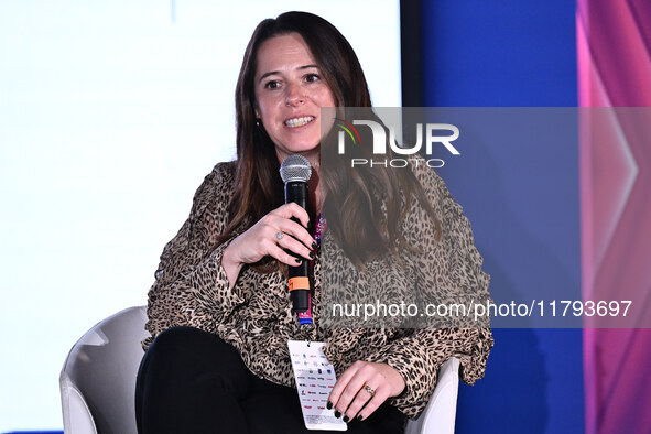 Sara Batters of London City Lioness participates in the Social Football Summit 2024 at the Olympic Stadium in Rome, Italy, on November 19, 2...