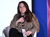 Sara Batters of London City Lioness participates in the Social Football Summit 2024 at the Olympic Stadium in Rome, Italy, on November 19, 2...